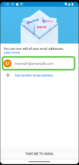 E-mail setup on android success