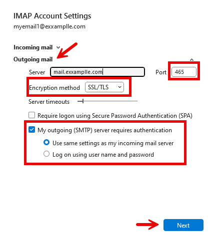 STMP outgoing secure