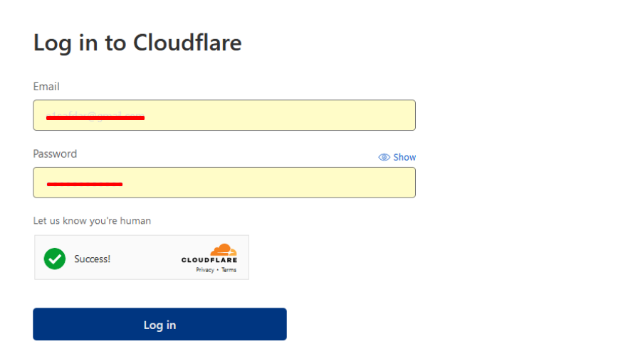 Login to cloudflare