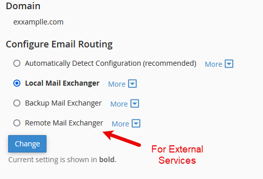 cPanel E-mail Routing Options