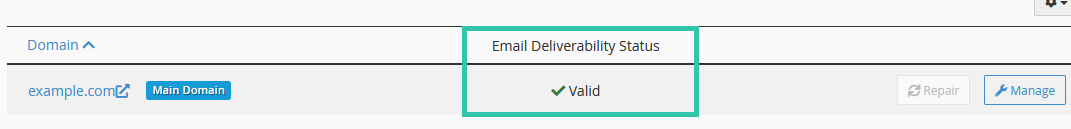 cPanel Valid E-mail