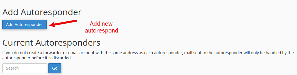 cPanel Add new Auto respond