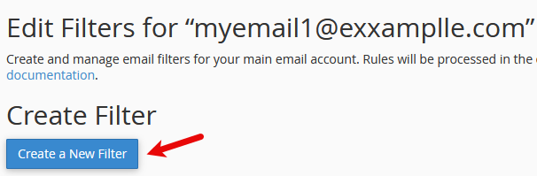 cPanel Create new filter